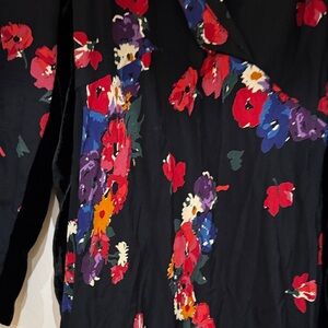 Carole Little Black Dress / gown with Red Floral Pattern